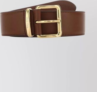 Miu Miu adjustable leather belt featuring gold-tone buckle