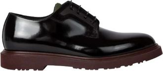 Paul Smith Zwarte Leren Mac Derby Schoenen Bordeaux Zolen - Heren - Veterschoenen - Zwart - 41 EU - Leer - Schoenen