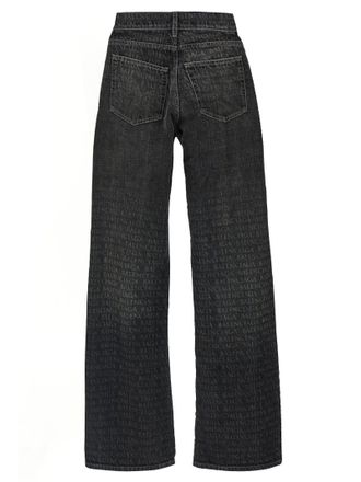 Balenciaga Logo-Print Wide-Leg Jeans - Black