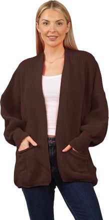 Janisramone Janisramone Women Balloon Sleeve Cardigan, Open Front Chunky Knit Oversized Cardigan for Women, Baggy Style Drop Shoulder Long Balloon Sleeve Warm Swe