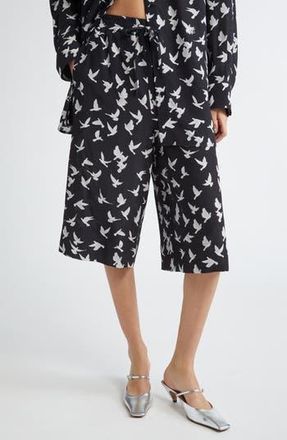 Stella McCartney Mini Birds Silk Shorts in Black at Nordstrom Rack, Size 6 Us / 40 It