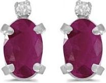 Allurez Oval Ruby and Diamond Studs Earrings 14k White Gold (1.20ct)
