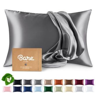 Bare Home 19 Momme 100% Mulberry Silk Pillowcase in Grey at Nordstrom, Size Standard