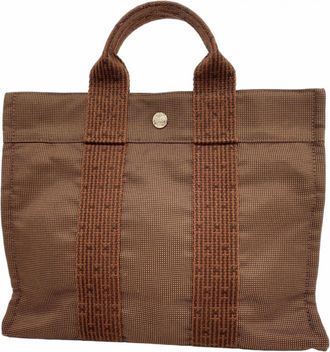 Herm&egrave;s Brown Canvas Tote Bag (Pre-Owned)