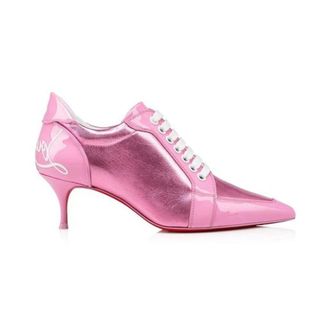 Christian Louboutin Heeled Boots, female, Pink, Size: 5 US Multicolor Calfskin Lace-Up
