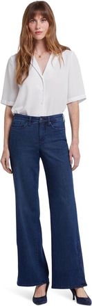 NYDJ Teresa Jeans Womens Ibiza Blue Denim Stretch Wide Leg Zip Fly KFC958