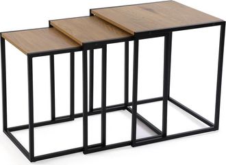 VERSA Mesa auxiliar (set de 3) en madera aglomerada negro