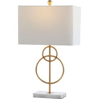 Jonathan Y Designs Haines 26 Modern Circle Marble/Metal LED Table Lamp, Gold in Gold Leaf/white at Nordstrom