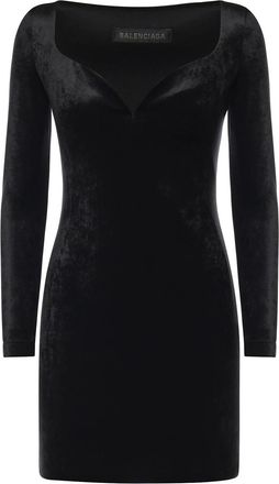 Balenciaga Sweetheart Neckline Dress In Velvet Jersey