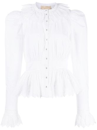 Ulla Johnson Blusa Brigitte con balza - Bianco