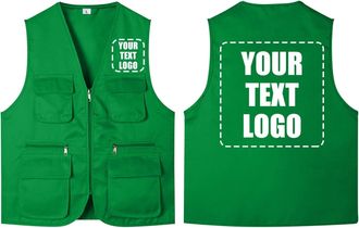 Generic Custom Logo Personalised Printed Versatile Outdoor Utility Vest with Multi-Pocket Lightweight for Fishing, Hiking, Photography
