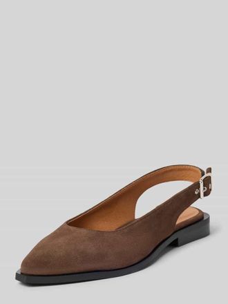 Bianco Slingback-Ballerinas aus Leder mit Dornschlie&szlig;e in Mittelbraun, Gr&ouml;&szlig;e 36