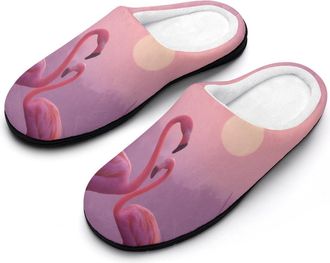 Generic Flamingos at Sunset in Everglades Mens Slippers House Slipper Anti-skid Sole Indoor Shoes Outdoor Comfort Cotton