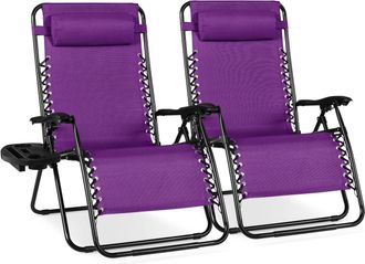 Best Choice Products Set of 2 Extra Wide Zero Gravity Lounge Chair Recliners w/ Cup Holder