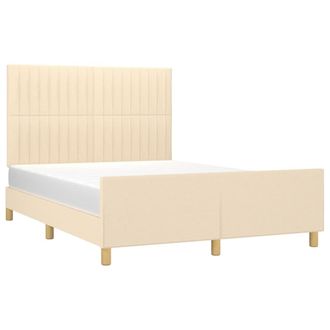 vidaXL Cama Sin Colch&oacute;n Tela Color Crema 140x190 Cm Vidaxl