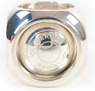 Herm&egrave;s Sellier Silver Silver 925 Band Ring (Pre-Owned)