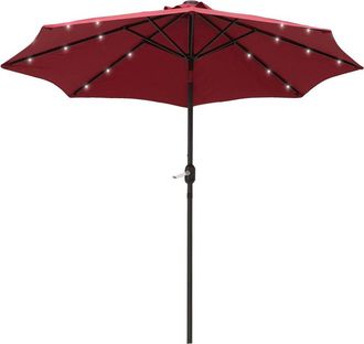 OUTSUNNY Outdoor Umbrella Parasol with LED Solar Lights - Red | TJ Hughes