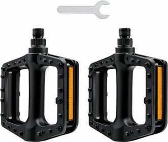 OEM Pedales De Bicicleta - Juego De Eje De Pedalier - Ciclismo Seguro - Con Reflectores - 9/16 Pulgadas - Negro