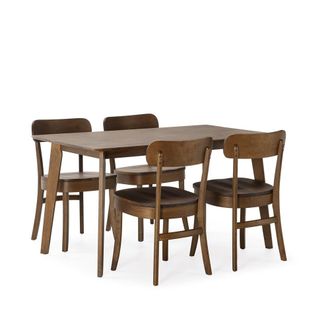 HOMN Juego de mesa 140x80 cm y 4 sillas de comedor color nogal
