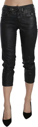 John Galliano Washed Mid Waist Slim Leg Cropped blue Womens Pants