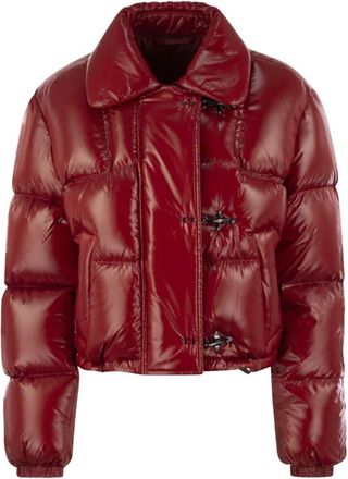 Fay Cropped Down Jacket - Dames - Gewatteerde jassen - Rood - M - Leer - Jassen