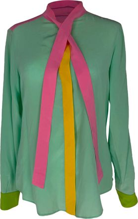 Moschino Neck Tie Blouse in Multicolor Silk