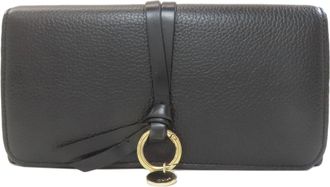 Chlo&eacute; Black Leather Long Wallet (Bi-Fold) (Pre-Owned)