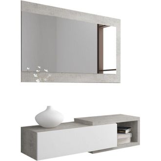 Dmora Mobile da Ingresso Fabbrico, Specchio Incluso, un Cassetto, un Vano, 95x28x77h cm Bianco