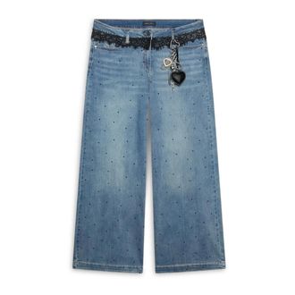 Fiorella Rubino Jeans Wide Leg con pizzo e charm - - Jeans - Donna - Blu - 4XL