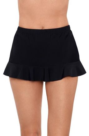 Aqua Green High Waist Slimming Ruffle Skirt Swimsuit Bottom in Black at Nordstrom, Size X-Large