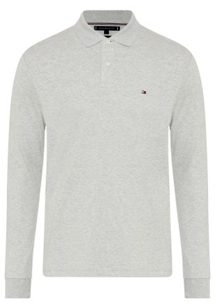 Tommy Hilfiger Langarm-Poloshirt TOMMY HILFIGER L/S LIQUID COTTON REG POLO mit Jersey und Markenlabel, Herren, Gr. XXL, light grau heather, Jersey, Obermaterial: 100