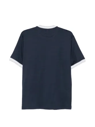 Eleventy Contrast-Trim Crew Neck T-Shirt - Navy