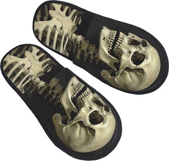Generic Cotton Slippers A Skeleton Cozy Hotel Slippers Warm Anti-Slide Slipper For Spa Bedroom Winter M