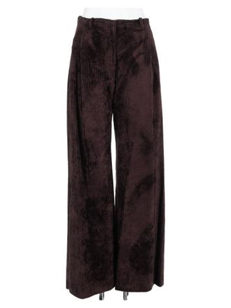 Alysi Brown High-Waisted Corduroy Wide-Leg Pants