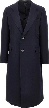Emporio Armani Cappotto monopetto in tricotine di lana - - Coats - Uomo - Blu - L