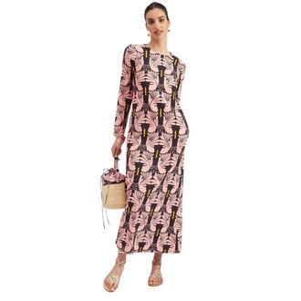 La DoubleJ Lange Mouw Swing Jurk - Dames - Jurken - Veelkleurig - Maat: 2XS Viscose
