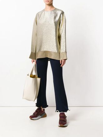 Stella McCartney Stella McCartney Womens Metallic Viscose Silk Shirts - Tan - Size EU 38 (Womens)