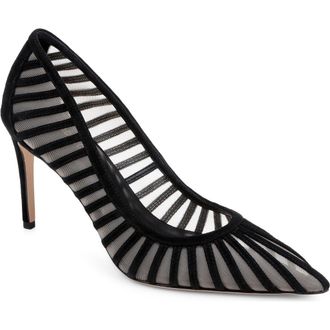 L'agence Lenox Mesh Pump in Black Suede at Nordstrom, Size 5.5
