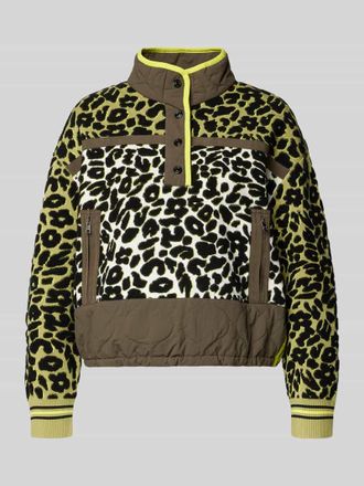 Marc Cain Loose Fit Troyer mit Stehkragen in Khaki, Gr&ouml;&szlig;e 40