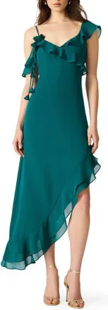 Steve Madden Annabella Ruffled Asymmetric Dress in Turkish Sea at Nordstrom, Size 12