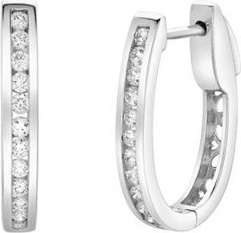 LuvMyJewelry Callaluna Channel-Set Diamond Huggie Hoop Earrings in 14K Gold in 14K White Gold at Nordstrom
