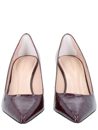 Stuart Weitzman Black Glossy Crocodile Pointed-Toe Pumps