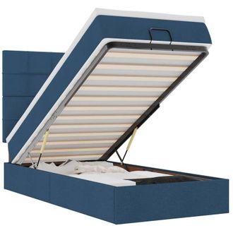 vidaXL Estructura De Cama Otomana Con Colch&oacute;n Tela Azul 80x200cm Vidaxl