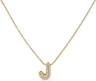 House of Brilliance 10K Gold Diamond Accent A-Z Initial Bubble Pendant Necklace in Yellow | J at Nordstrom
