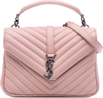 Saint Laurent Pre-owned Womens Collge Top Handle Quilted Bag - Coral Leather - One Size