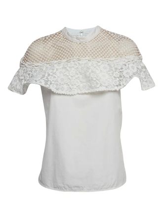 Self Portrait pre-owned lace ruffle top - White
