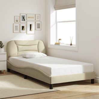 vidaXL Estructura De Cama Sin Colch&oacute;n Tela Crema 100x200 Cm Vidaxl