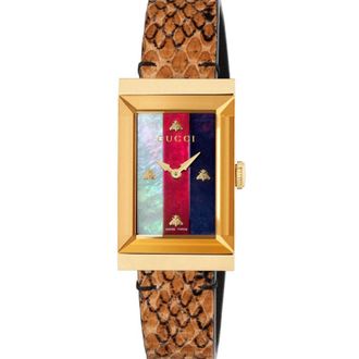Gucci Womens YA147402 G-Frame Ladies Stylish Watch - Multicolour Leather - One Size