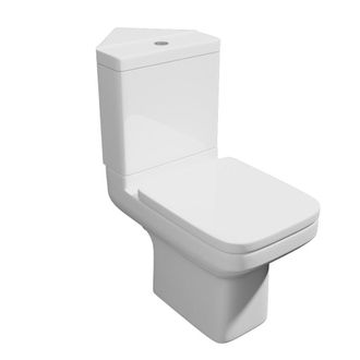 Clifton Premium CORNER OPEN BACK Rimless Pan Toilet Set in White