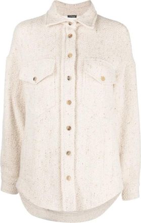 Kiton Casual Beige Wol Kasjmier Zijde Jas - Dames - Overhemden - Beige - 2XS - Wol - Overhemden